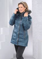 Jacke mit figurfreundlicher L&auml;ngssteppung seitlich PFAUENGR&Uuml;N