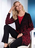 Long-Strickjacke in Diagonaldessin 