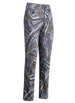 Hose mit rückwärtigen Dehnbundeinsätzen JEANSBLAU-SCHOKO-AUBERGINE