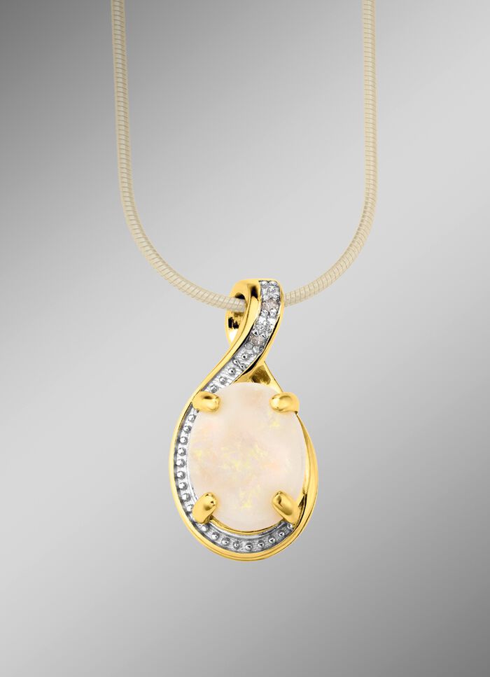 Anh&auml;nger mit echt Opal und Diamanten 
