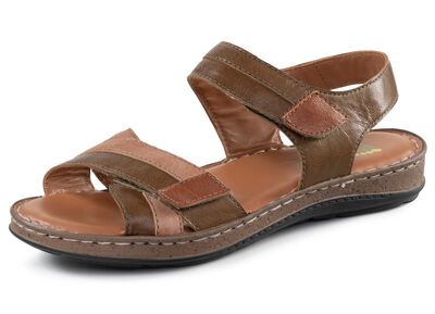 ELENA EDEN Sandale aus Nappaleder mit Kontrastbes&auml;tzen 