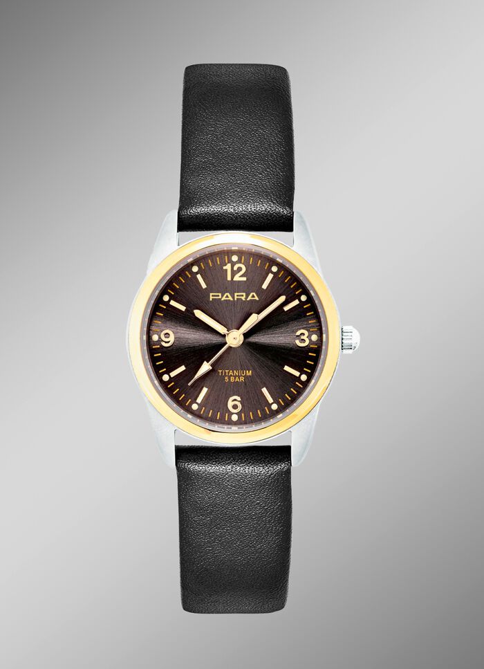 Para-Quartz-Partneruhren mit Lederband 