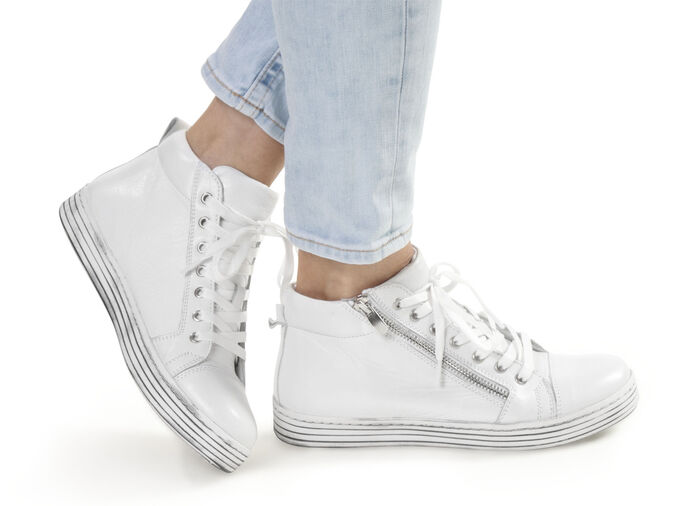 Gemini Schnür-Stiefelette mit praktischem Seitenreissverschluss WEISS