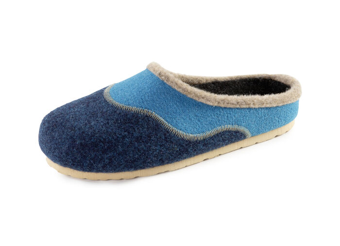 ELENA EDEN Filz-Pantoffel mit Kontrast-Einfassung BLAU