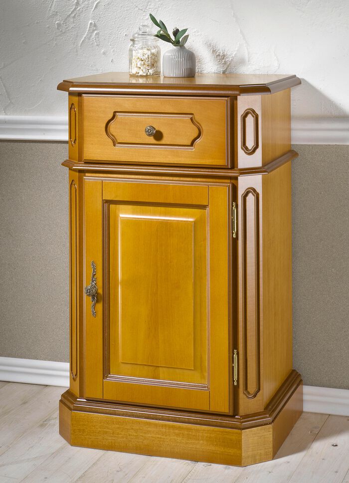 Teilmassive Kommode, 1-t&uuml;rig, mit Metallgriffen 