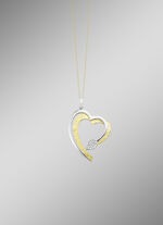 Herz-Anhänger in Bicolor mit synth. Zirkonia 