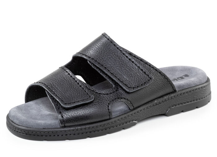 Bequeme Herren-Pantoletten, Weite K, mit Klettverschluss SCHWARZ