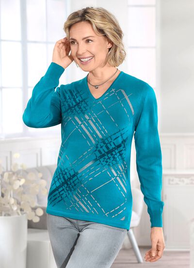 Pullover mit Schurwolle und dekorativem Muster 