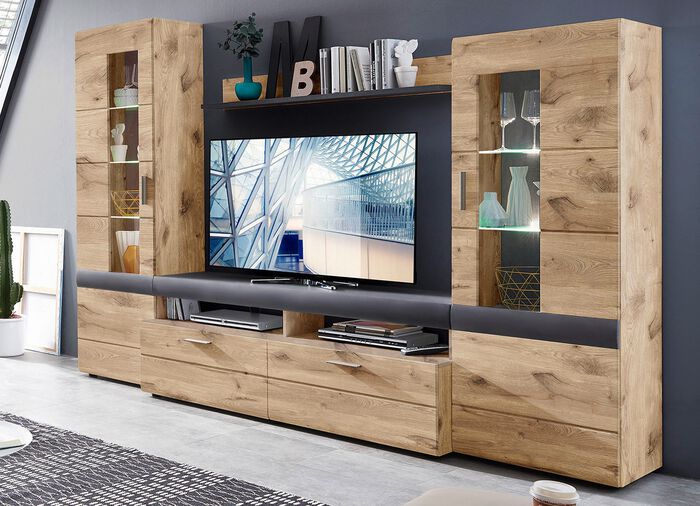 Schicke Wohnwand mit LED-Beleuchtung 