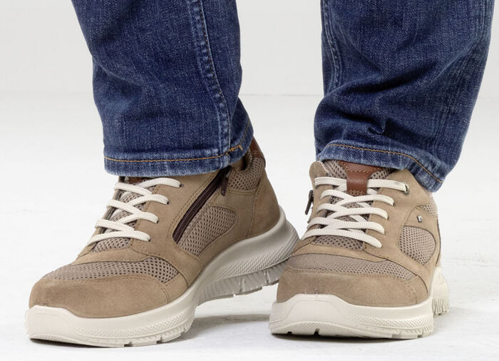 Sportliche Herren-Schnürschuhe, Weite H, mit herausnehmbarem Fussbett BEIGE