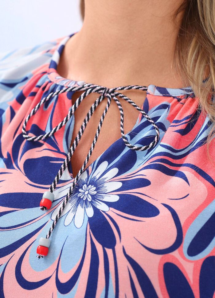 Allover gemustertes Shirt mit V-Schlitz 