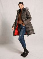 Daunen-Kurzmantel mit abnehmbarer Kapuze 