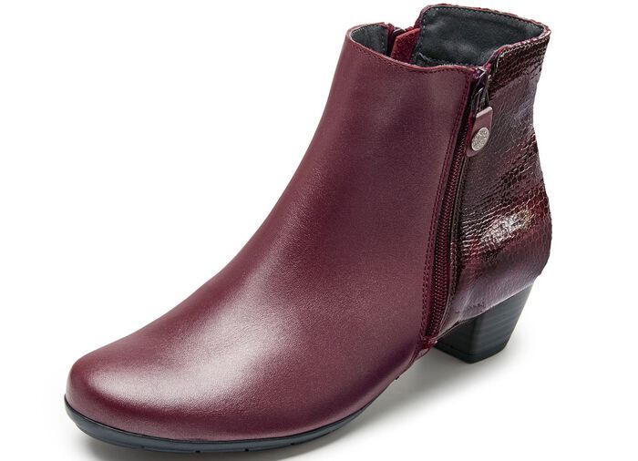ELENA EDEN, elegante Damen-Stiefeletten, Weite G, mit herausnehmbarem Fussbett BURGUND