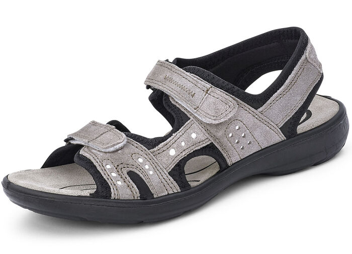 Sandale aus weichem Rind-Veloursleder GRAFIT
