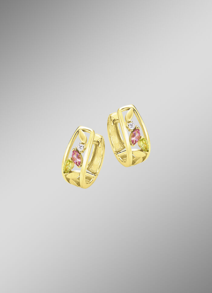 Klappcreolen mit Edelsteinen und synth. Zirkonia 