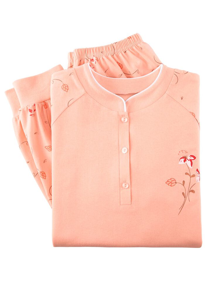 Pyjama, Langarm mit Knopfleiste und B&uuml;ndchen 