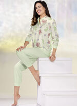 Zweierpack Pyjama, Langarm mit Knopfleiste und Bündchen ROSÉ/GRÜN