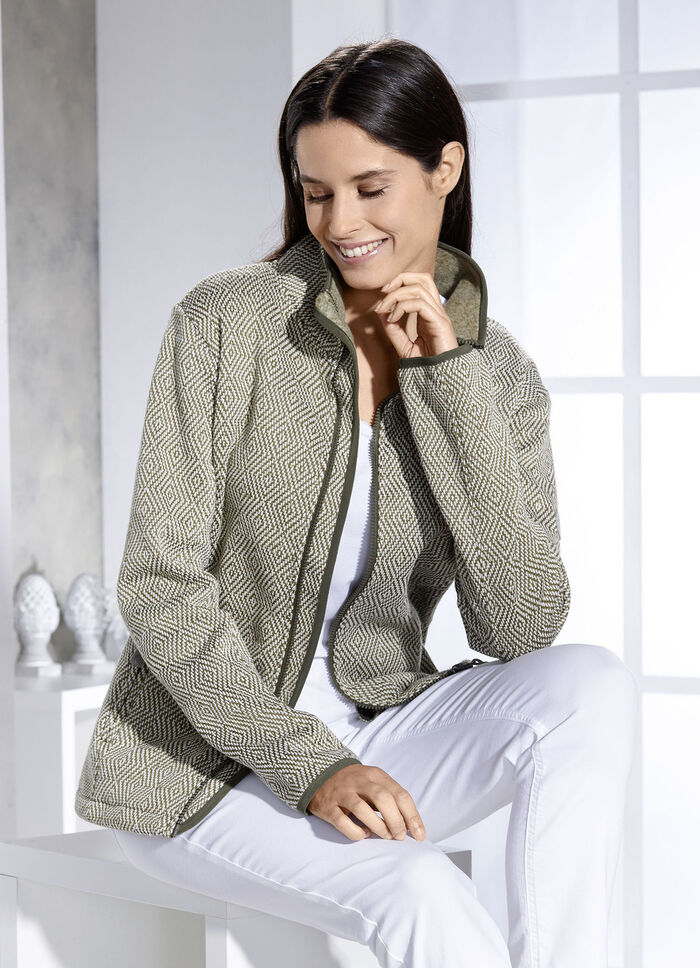Jacke mit Jacquardmuster BEIGE-OLIV