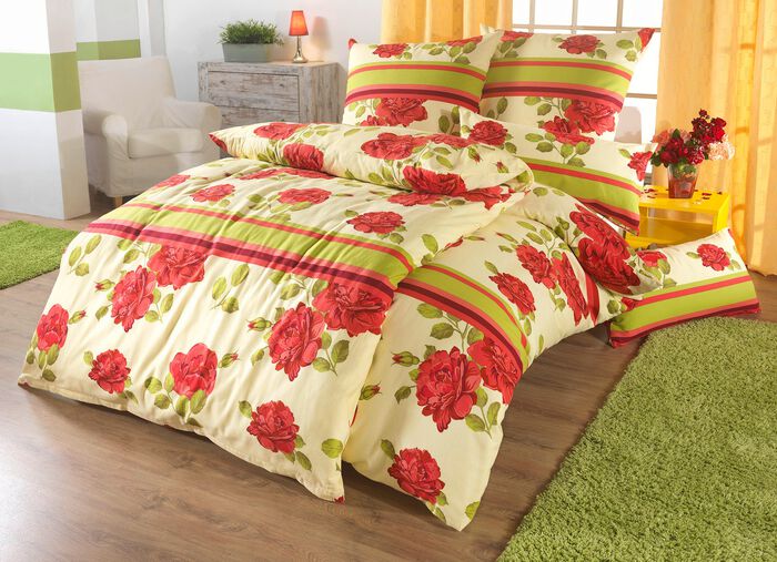 Prachtvoll dessinierte Bettw&auml;sche-Garnitur 