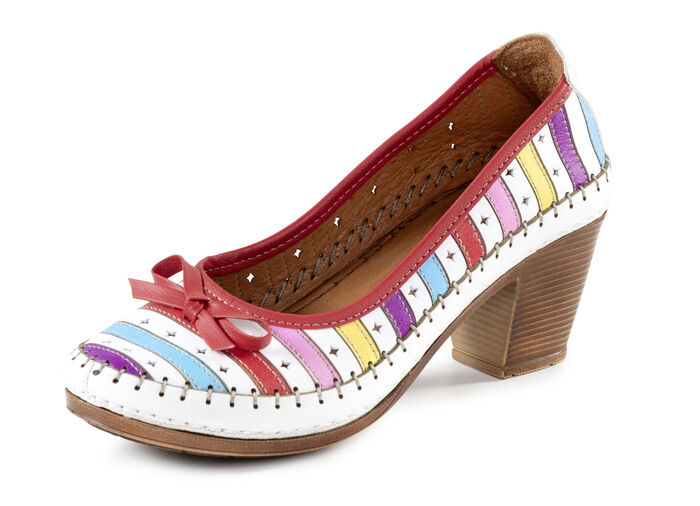 Gemini, modische Damen-Pumps, Weite G, aus Leder WEISS-MULTICOLOR