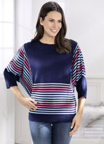 Pullover in Fledermausform MARINE-MULTICOLOR