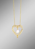 Herz-Anh&auml;nger mit S&uuml;sswasser-Zuchtperle und Ankerkette 