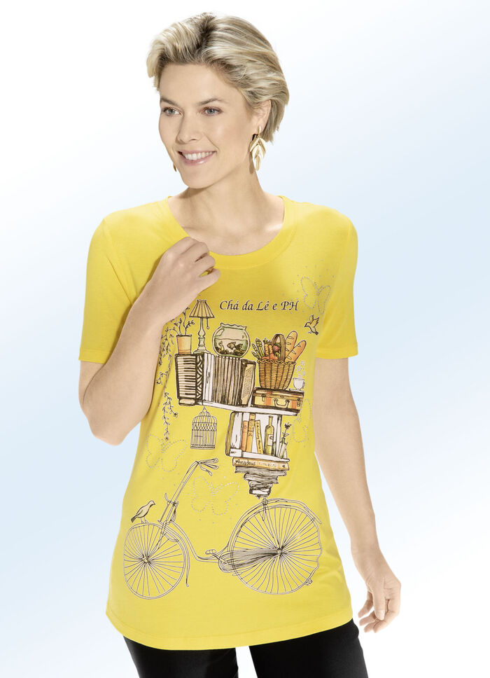 Shirt mit ausgefallenem Kontrast-Druck in 3 Farben GELB