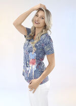 Pfiffiges Shirt in 2 Farben BLAU-BUNT