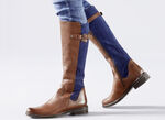 Caprice Stiefel aus edlem Nappaleder und elastischem Textilmaterial COGNAC-MARINE