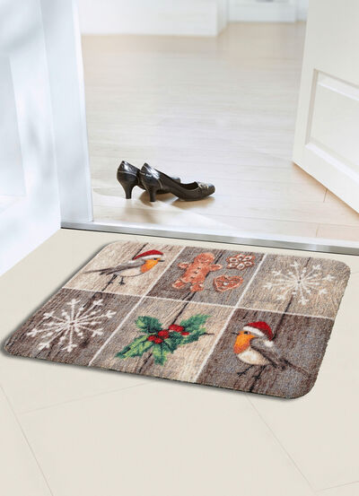 Fussmatte Patchwork mit rutschhemmender Latex-Rückseite 