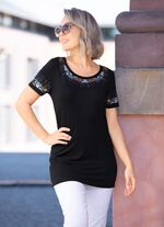 Shirt mit effektvoller Strasszier SCHWARZ