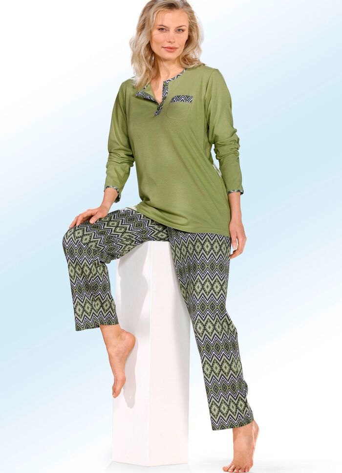 Zweierpack Pyjamas mit Brusttasche und Knopfleiste 