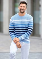 Gestreifter Rundhalspullover mit Strukturdessin 