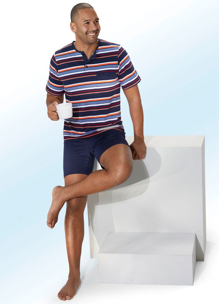 Zweierpack Shortys mit Knopfleiste und garngef&auml;rbtem Ringeldessin 