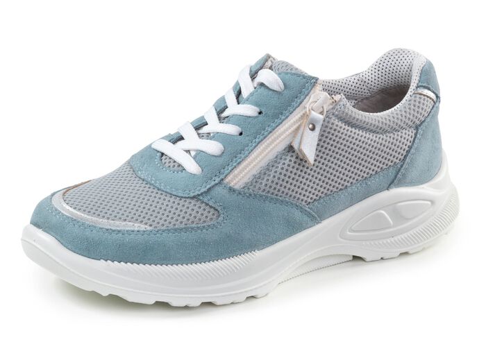 Schn&uuml;rschuh aus Meshmaterial und Veloursleder 