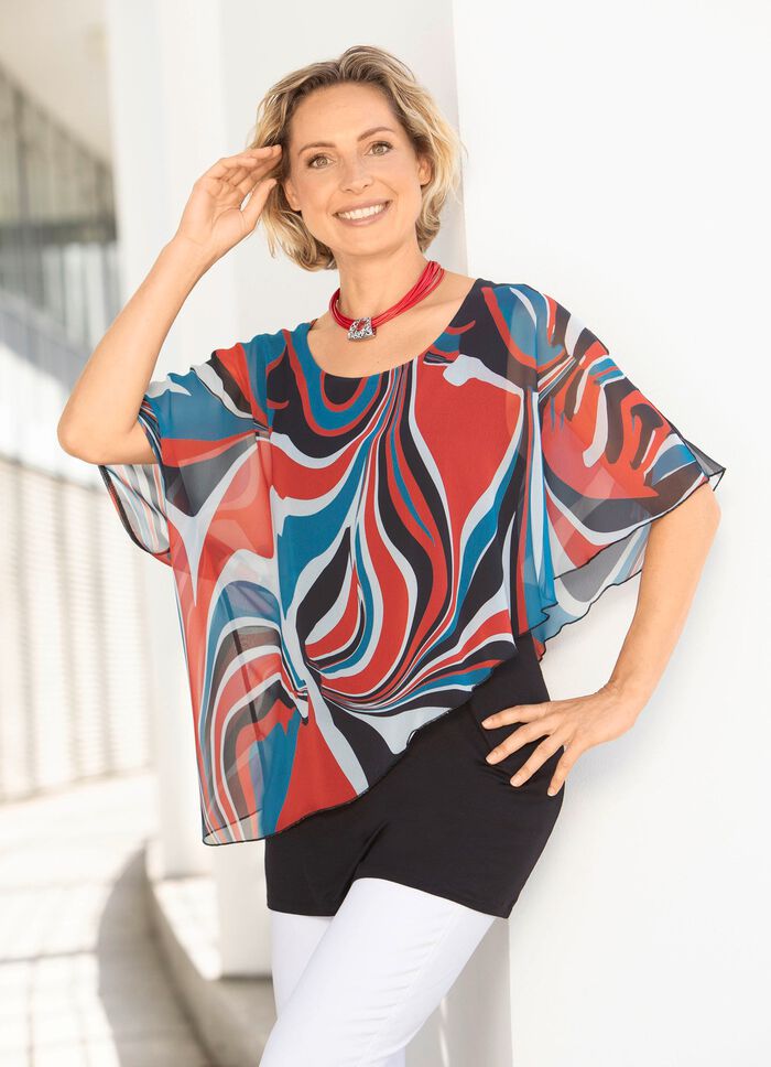 Doppellagiges, ponchof&ouml;rmiges Longshirt 