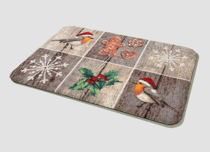 Fussmatte Patchwork mit rutschhemmender Latex-Rückseite 