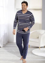 Pyjama mit V-Ausschnitt und garngef&auml;rbtem Ringeldessin 