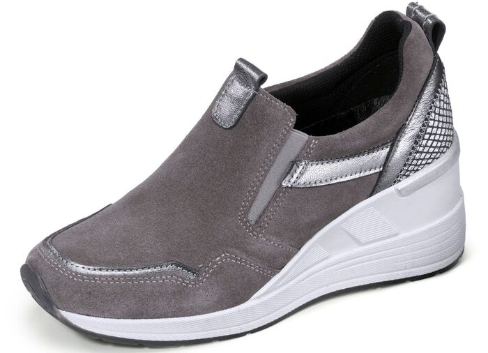 Slipper aus Rind-Veloursleder GRAU