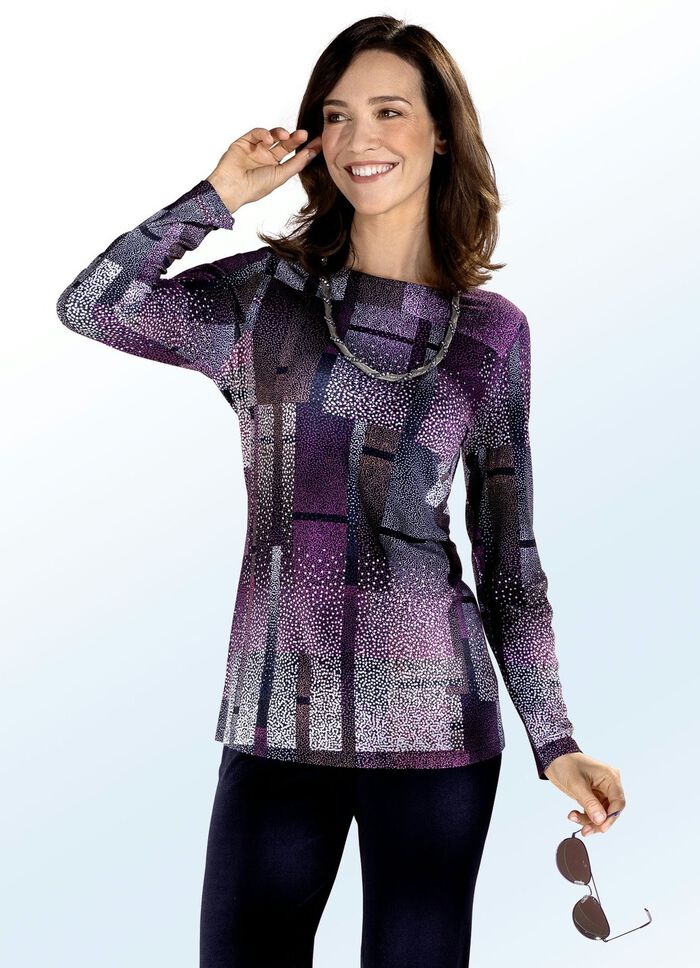 Shirt mit farbbrillantem Inkjet-Druck in 2 Farben BEERE-BUNT