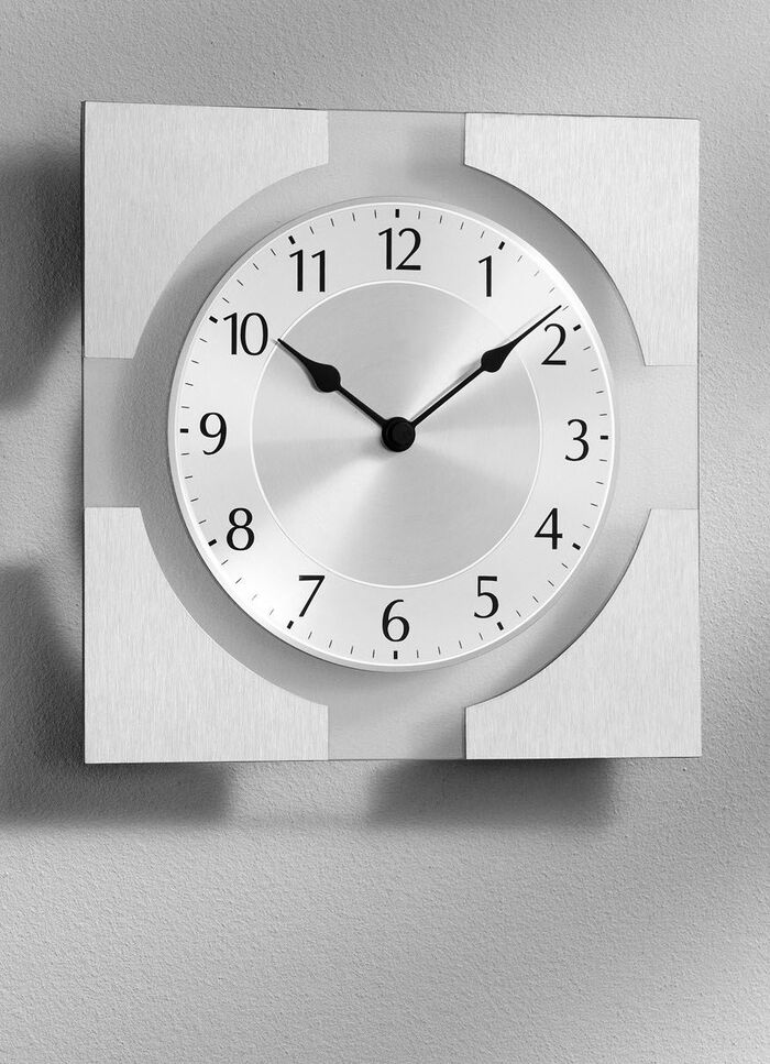 Wanduhr aus Glas mit Funkuhrwerk SILBER