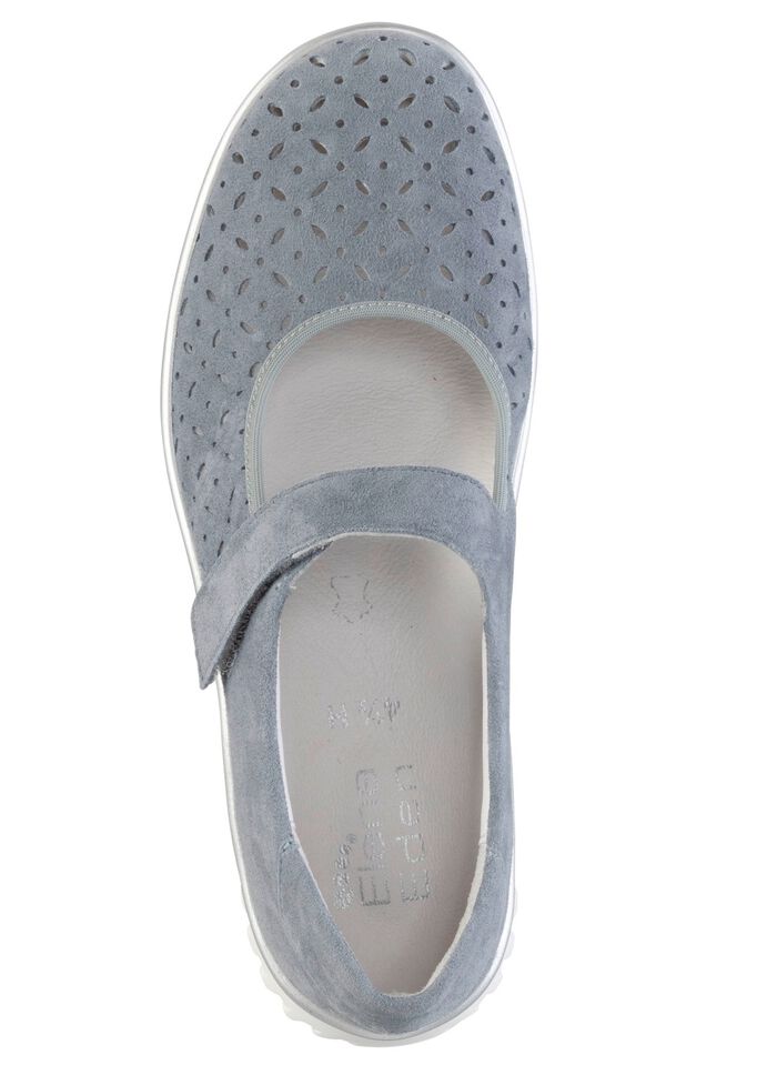 ELENA EDEN Spangenschuh aus Veloursleder mit luftigen Durchbr&uuml;chen BLEU