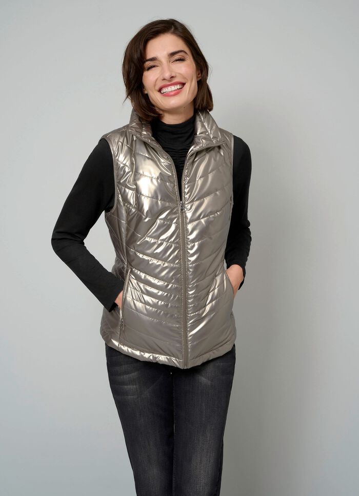 Steppweste in trendgenauer Metallic-Optik 