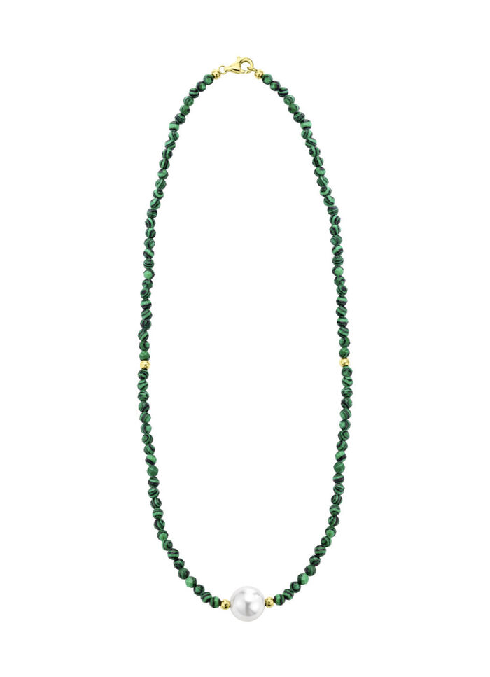 Halskette mit Perlenschimmer und Edelsteinglanz 