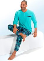 Pyjama mit Knopfleiste, aufgesetzter Brusttasche und Karodessin 