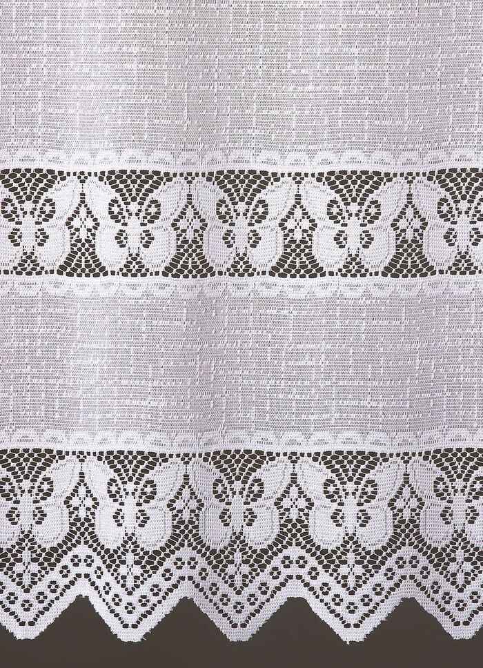 Kleinfenster-Vorhang mit gezacktem Abschluss und Stangendurchzug 