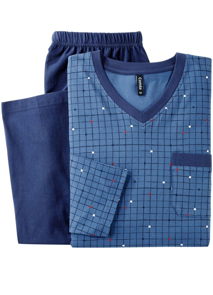 Zweierpack Schlafanz&uuml;ge mit V-Ausschnitt und offenen Abschl&uuml;ssen  