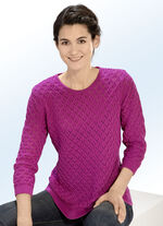 Pullover mit Struktur-Ajourmix BEERE
