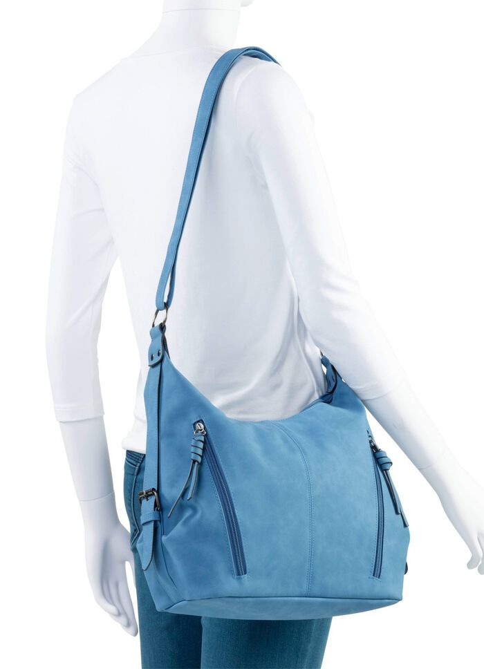 Tasche aus weichem, dezent schattiertem Synthetik JEANSBLAU
