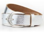Modischer Damen-G&uuml;rtel, aus Leder, 3 cm breit SILBER